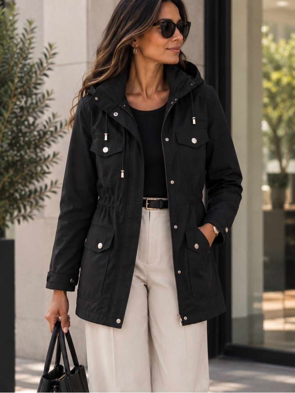 Jones New York Black Utility Anorak Jacket
